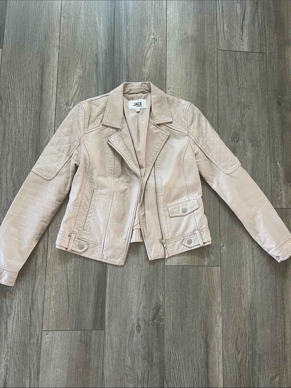Jack by BB Dakota Blush Quilted Faux-Leather Moto Jacket